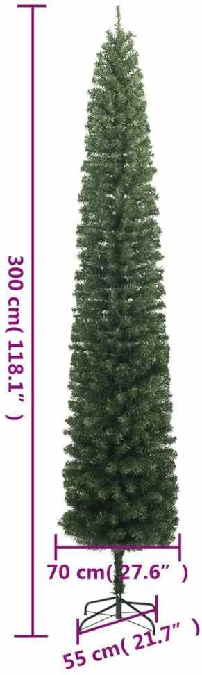 Siaura Kalėdų eglutė su stovu, 300cm, PVC