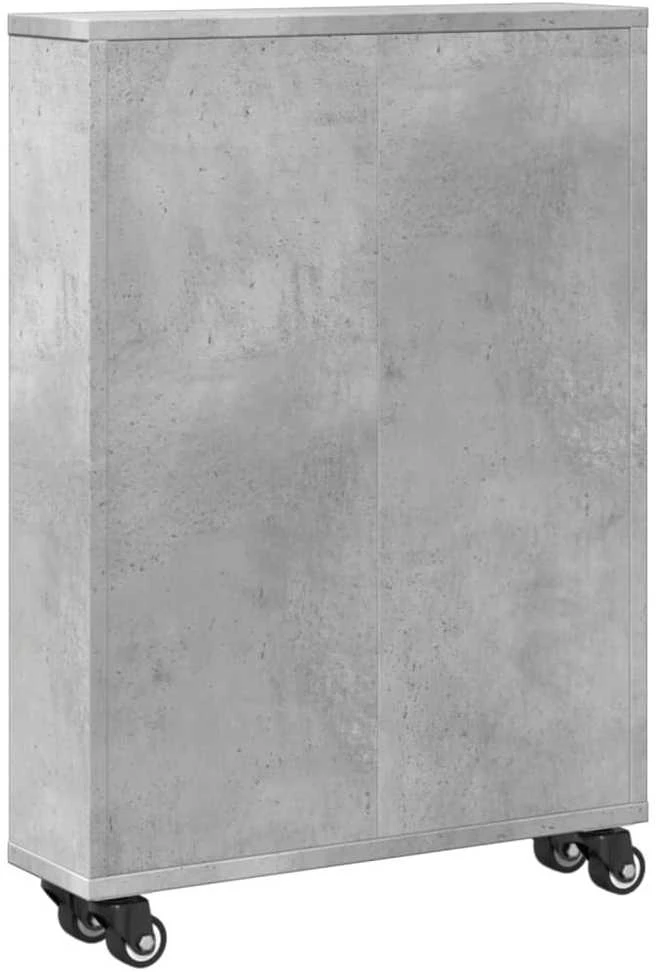 Siauras vežimėlis daiktams, betono pilkas, 48x13x68cm, mediena