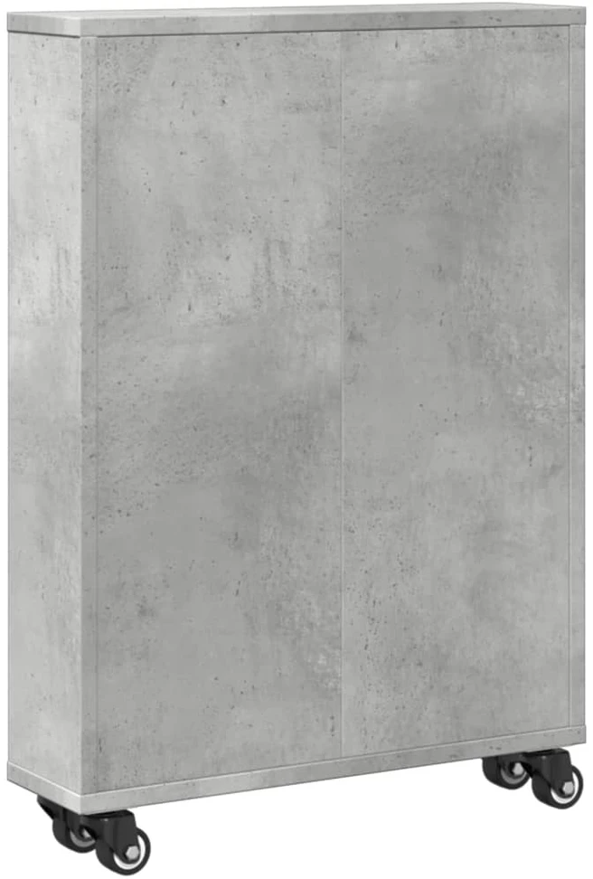 Siauras vežimėlis daiktams, betono pilkas, 48x13x68cm, mediena
