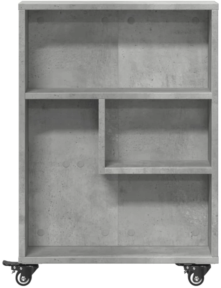 Siauras vežimėlis daiktams, betono pilkas, 48x13x68cm, mediena