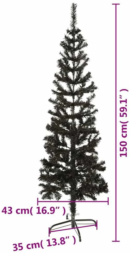 Siauria Kalėdų eglutė, juodos spalvos, 150cm