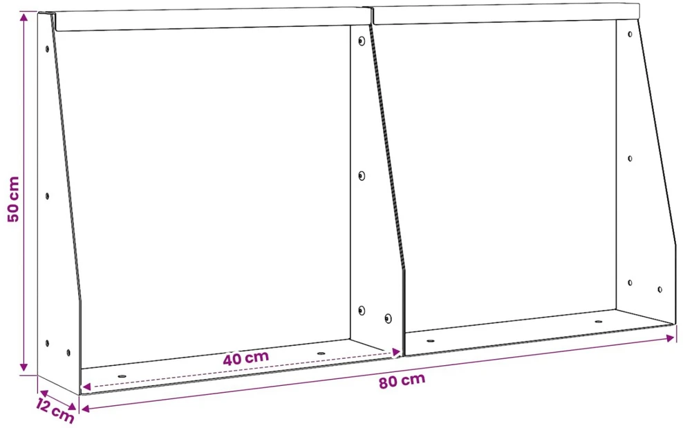 Sienelė 2 vnt. 40 x 12 x 50 cm Galvanizuotas plienas Sidabrinė
