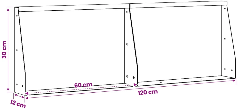 Sienelė 2 vnt. 60 x 12 x 30 cm Plienas Antracito
