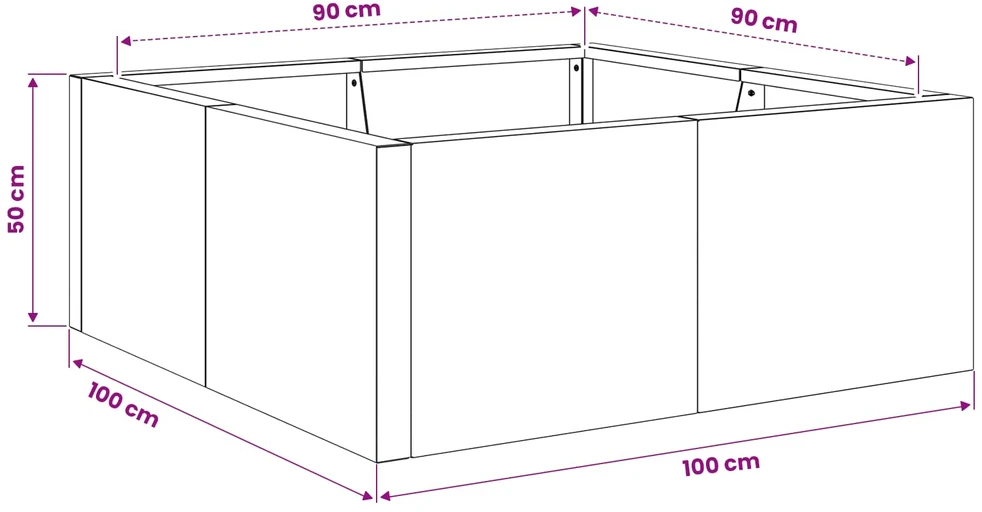 Sienelė 4 vnt. 100 x 100 x 50 cm Galvanizuotas plienas