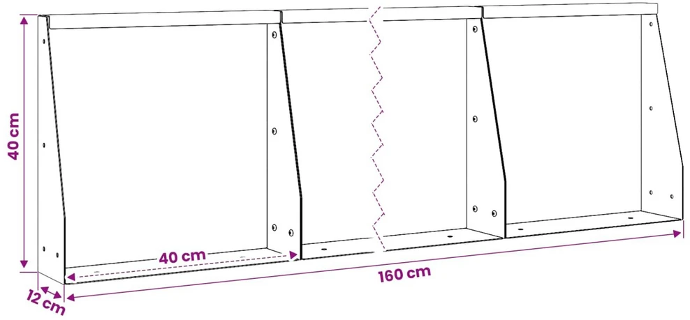 Sienelė 4 vnt. 40 x 12 x 40 cm Rūdijanti