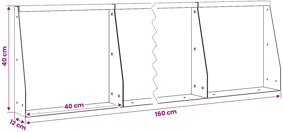 Sienelė 4 vnt. 40 x 12 x 40 cm Rūdijanti