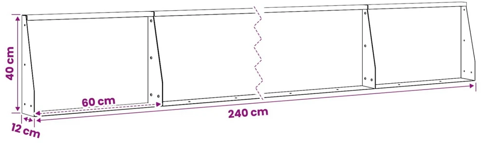 Sienelė 4 vnt. 60 x 12 x 40 cm Galvanizuotas plienas Sidabrinė