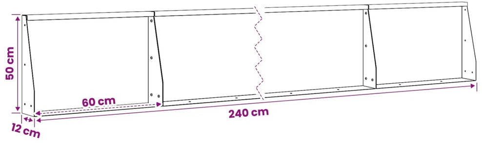 Sienelė 4 vnt. 60 x 12 x 50 cm Plienas Antracito