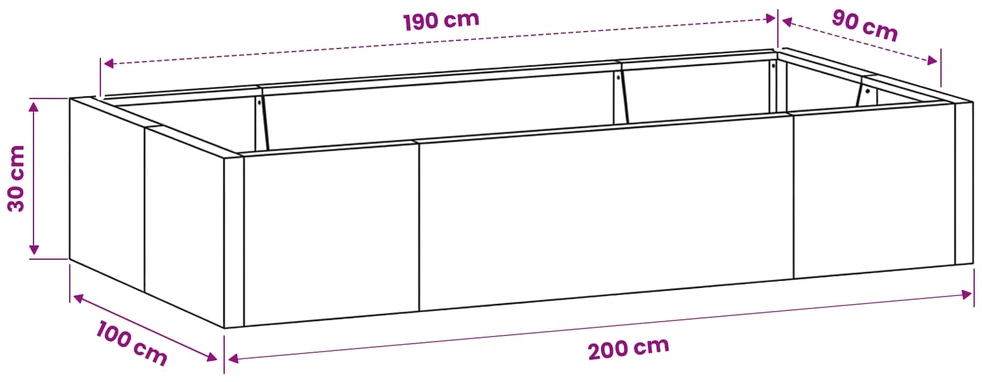 Sienelė 6 vnt. 200 x 100 x 30 cm Plienas Antracito