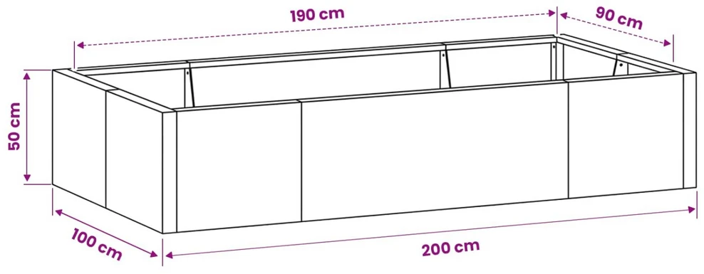 Sienelė 6 vnt. 200 x 100 x 50 cm Plienas Antracito