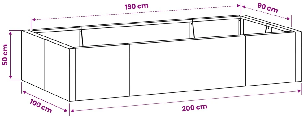 Sienelė 6 vnt. 200 x 100 x 50 cm Plienas Balta