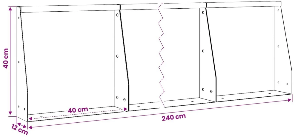 Sienelė 6 vnt. 40 x 12 x 40 cm Nerūdijantis plienas Sidabrinė