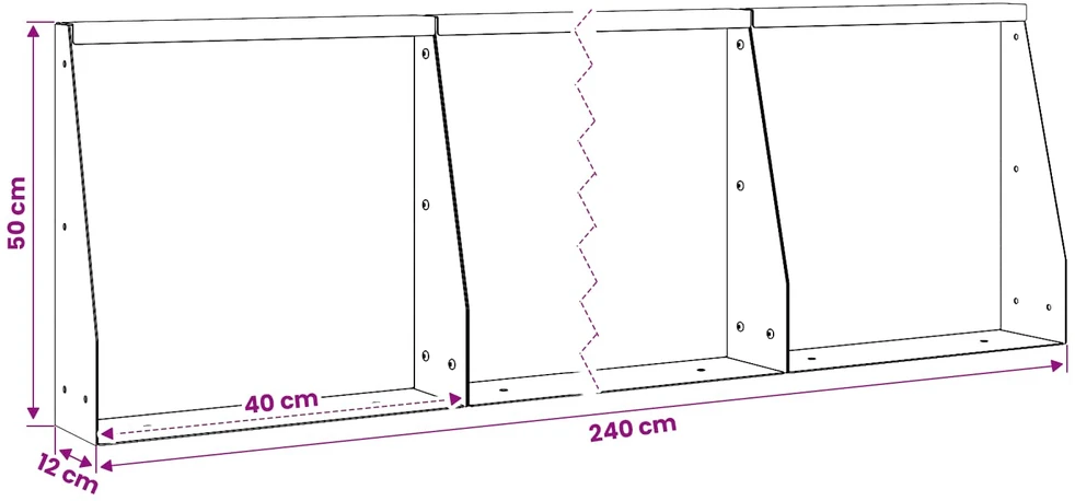 Sienelė 6 vnt. 40 x 12 x 50 cm Plienas Alyvuogių žalia