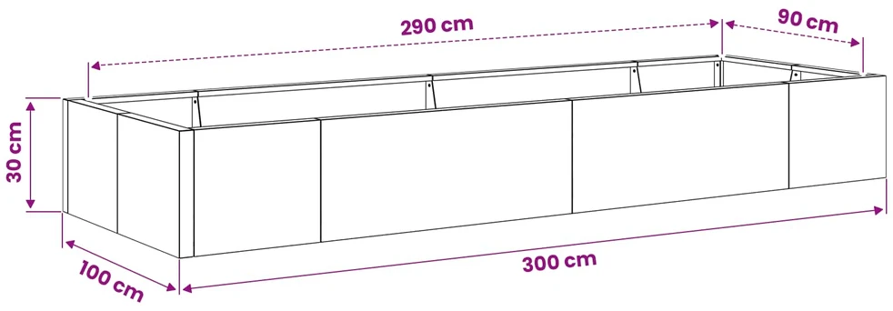Sienelė 8 vnt. 300 x 100 x 30 cm Galvanizuotas plienas