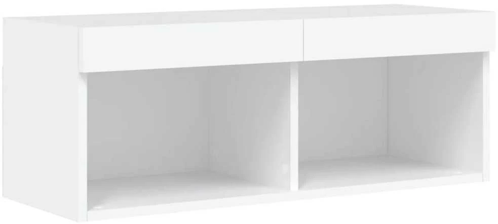 TV staliukas Sieninė TV sekcija su LED, 6 dalių, balta, apdirbta mediena