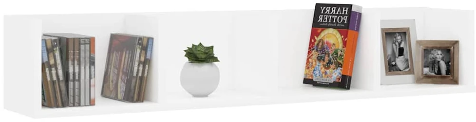 Sieninė CD lentyna, balta, 100x18x18cm, apdirbta mediena