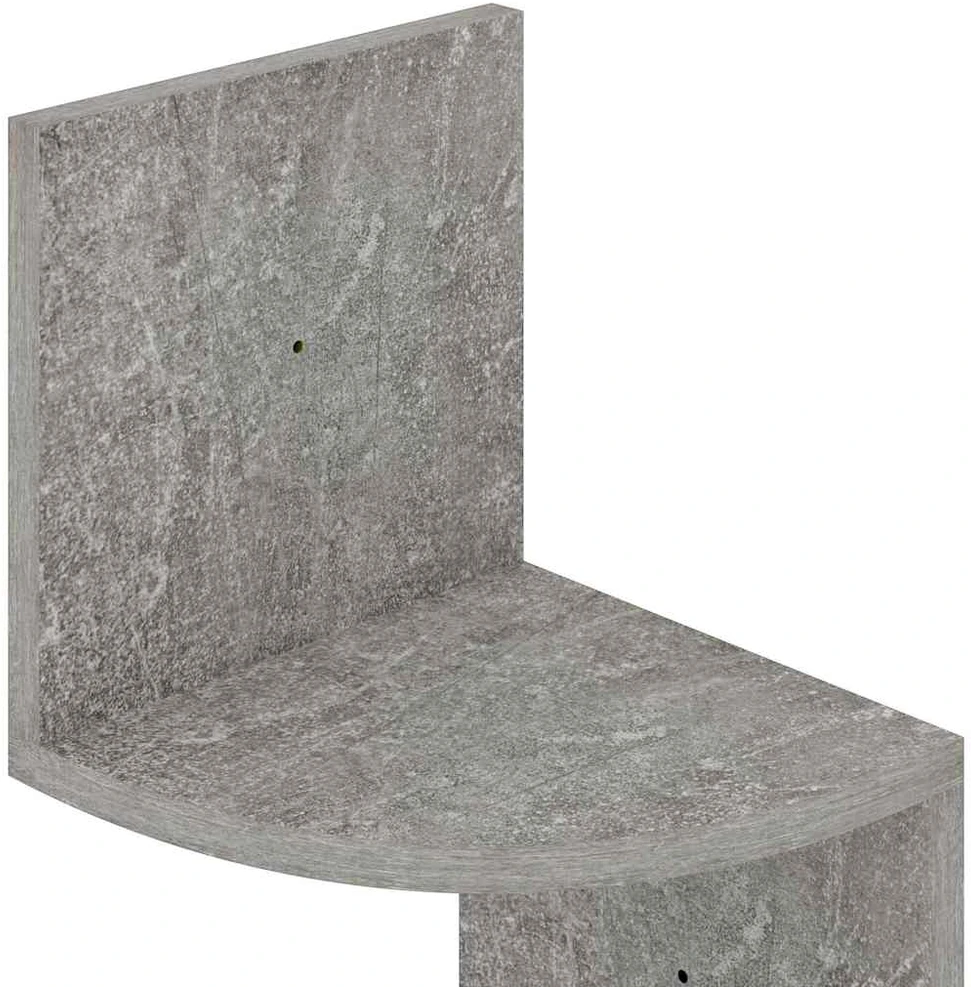 Sieninė kampinė lentyna, betono, 19x19x123cm, apdirbta mediena