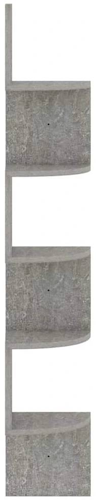 Sieninė kampinė lentyna, betono, 19x19x123cm, apdirbta mediena