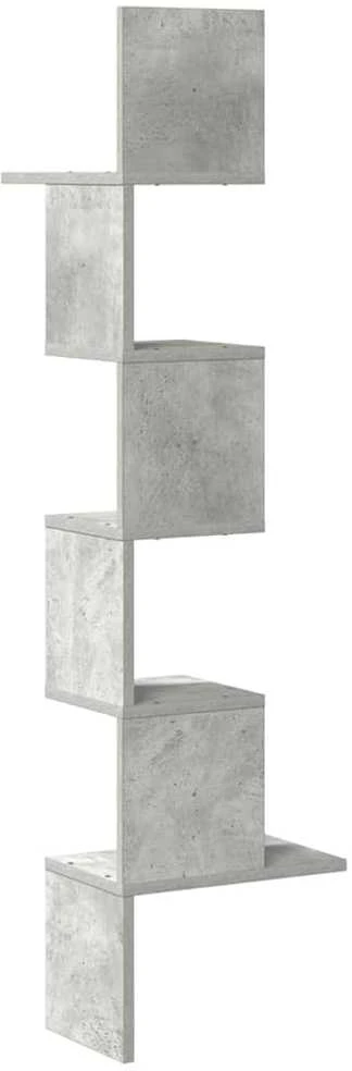Sieninė kampinė lentyna, betono pilkas, 32x32x127,5cm, mediena