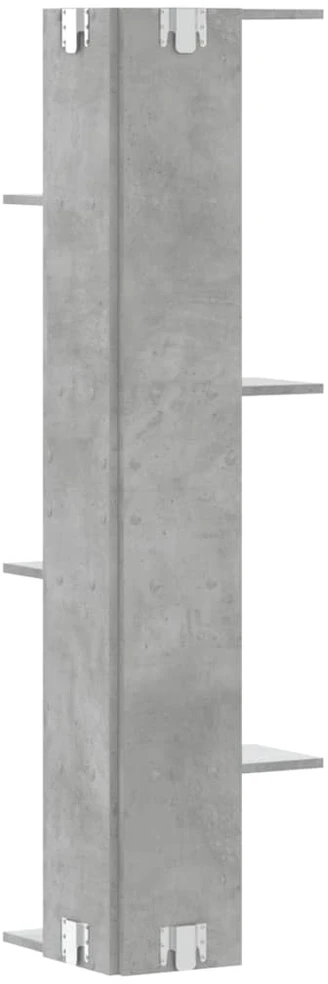 Sieninė kampinė lentyna, betono pilkos, 36,5x36,5x140cm, MDP