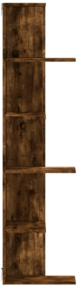 Sieninė kampinė lentyna, dūminio ąžuolo, 36,5x36,5x140cm