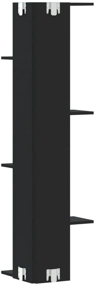 Sieninė kampinė lentyna, juodos, 36,5x36,5x140cm, MDP