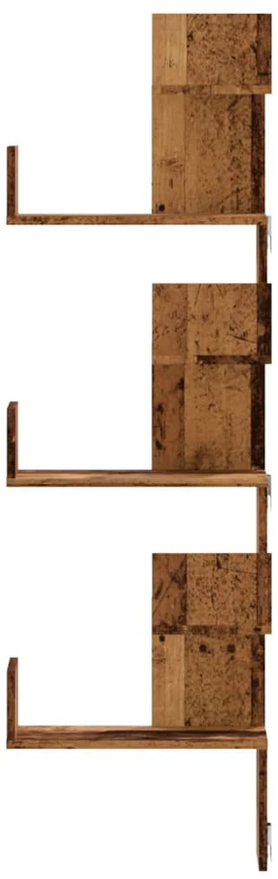 Sieninė kampinė lentyna, medienos, 45x45x147cm, MDP