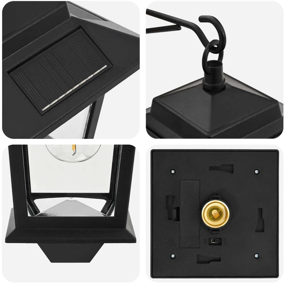 Sieninė Lempa with LED Bulb 2 vnt. Juoda 19 x 14 x 25 cm