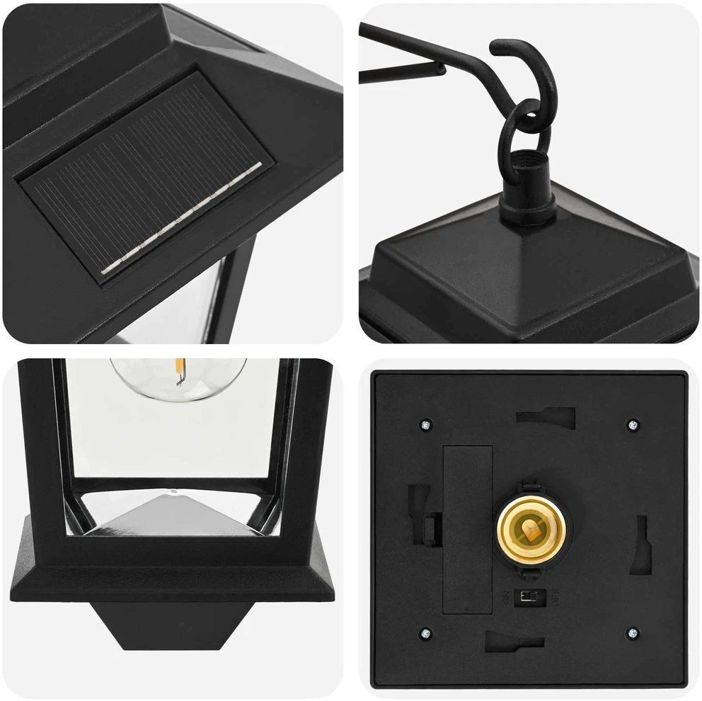 Sieninė Lempa with LED Bulb 2 vnt. Juoda 19 x 14 x 25 cm