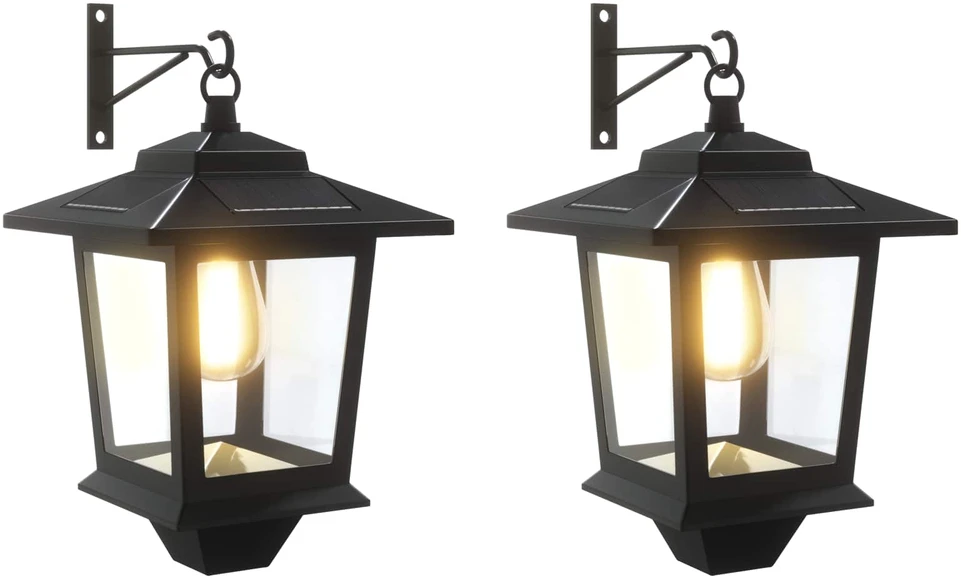 Sieninė Lempa with LED Bulb 2 vnt. Juoda 19 x 14 x 25 cm