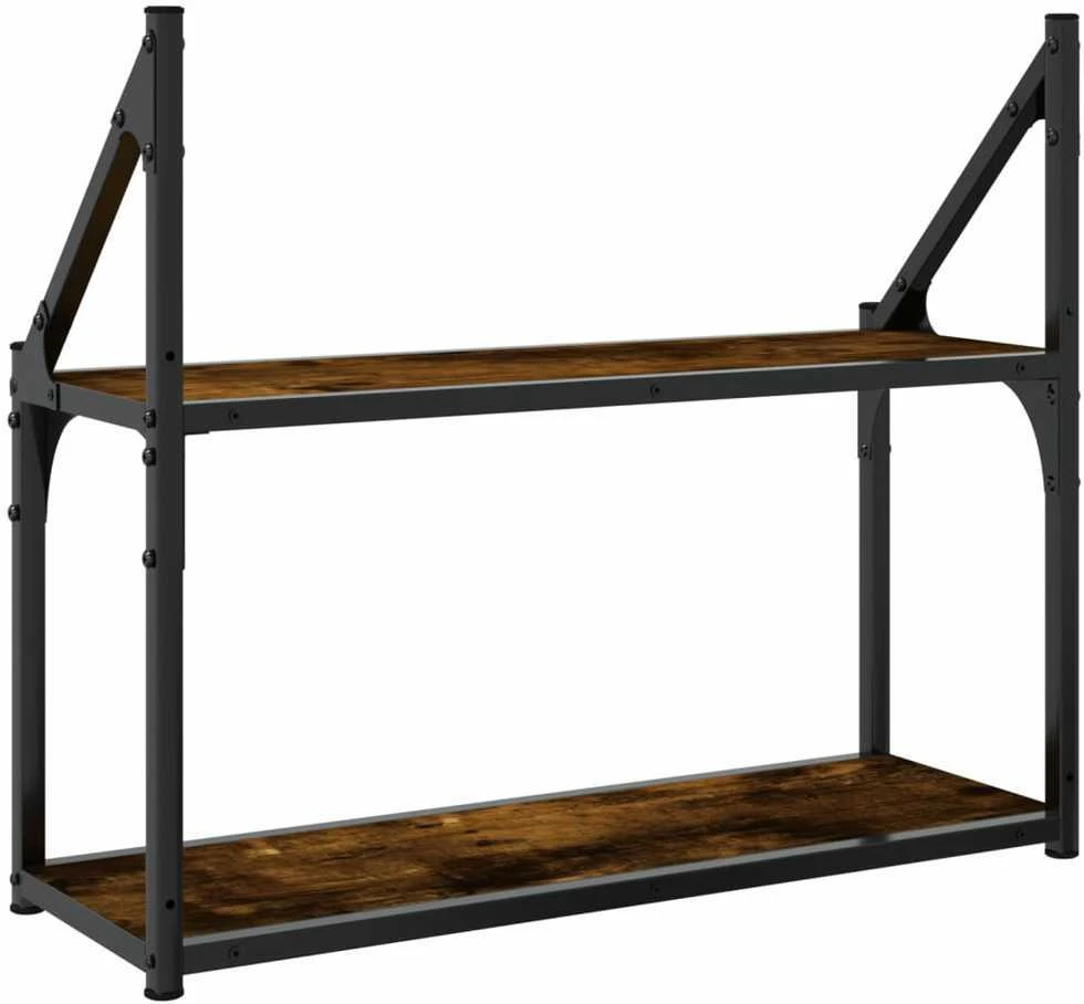 Sieninė lentyna, 2 aukštų, dūminė, 60x21x51cm, mediena