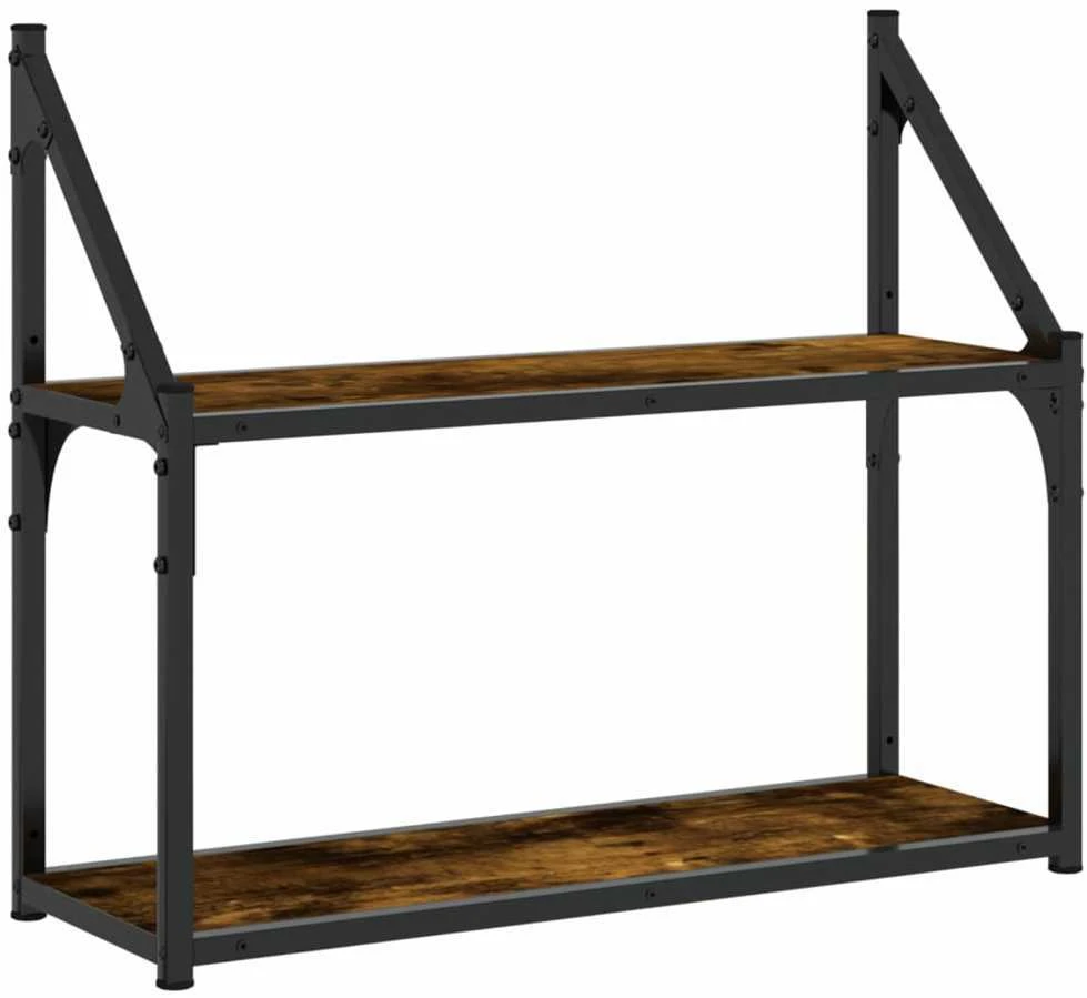 Sieninė lentyna, 2 aukštų, dūminė, 60x21x51cm, mediena
