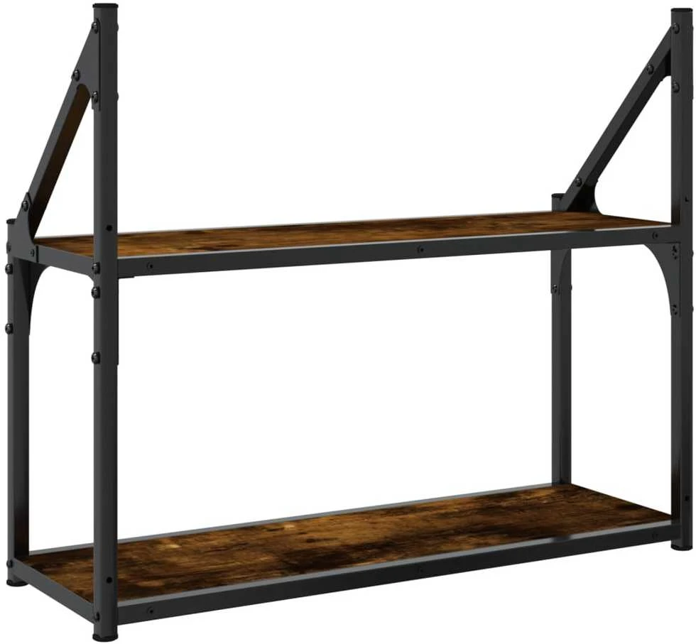 Sieninė lentyna, 2 aukštų, dūminė, 60x21x51cm, mediena