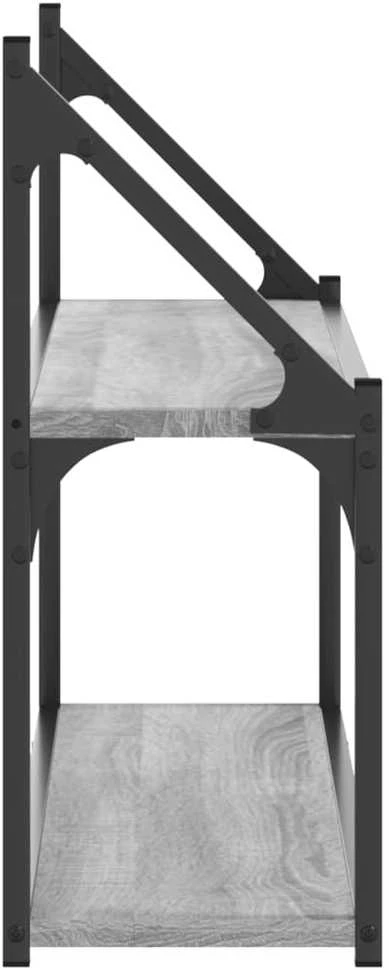 Sieninė lentyna, 2 aukštų, pilka, 80x21x51cm, apdirbta mediena