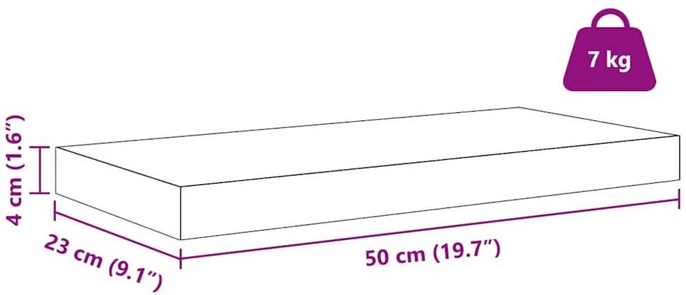 Sieninė lentyna 2 vnt. Balti marmuro 50 x 23,5 x 3,8 cm