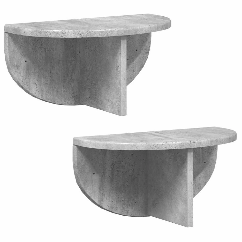 Sieninė lentyna 2 vnt. Betono pilka 38 x 19 x 19 cm