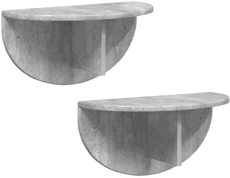 Sieninė lentyna 2 vnt. Betono pilka 48 x 24 x 24 cm