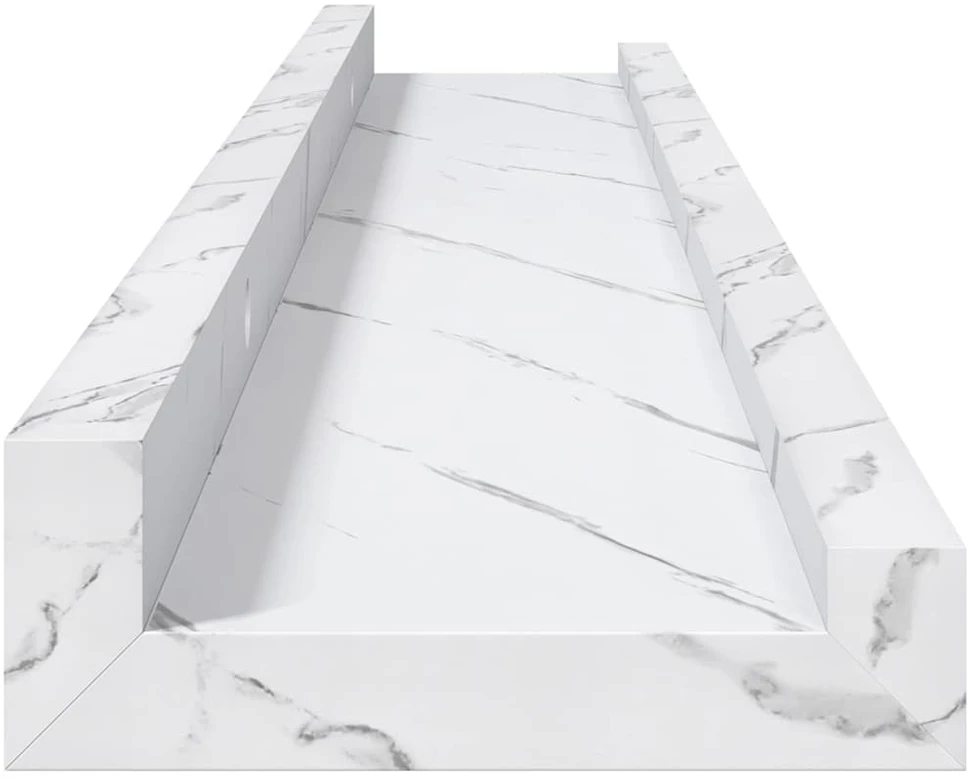 Sieninė lentyna 2 vnt. Balti marmuro 60 x 9 x 3 cm