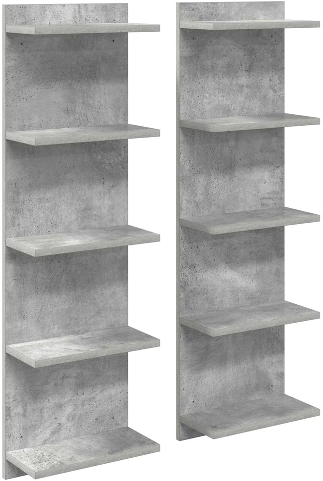 Sieninė lentyna 2 vnt. Betono pilka 30 x 15 x 100 cm