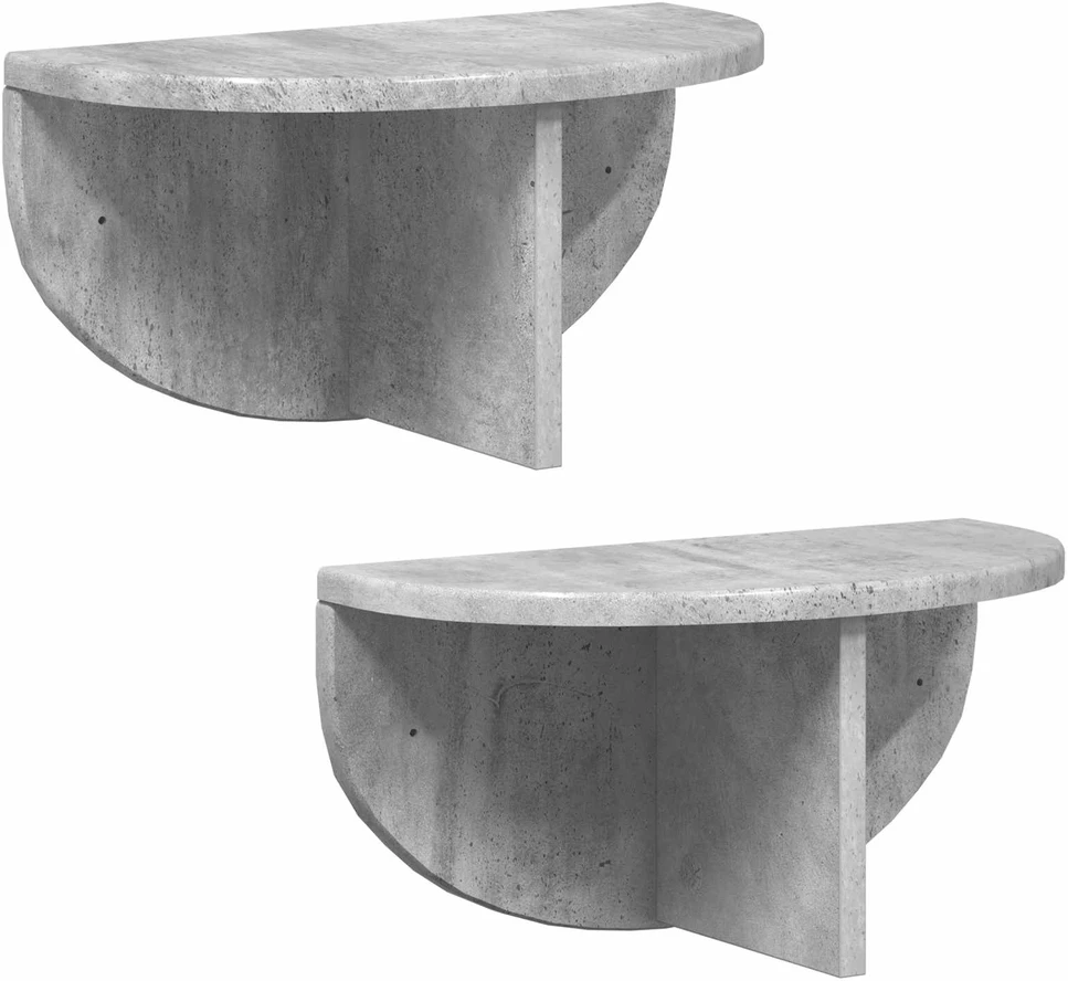 Sieninė lentyna 2 vnt. Betono pilka 38 x 19 x 19 cm