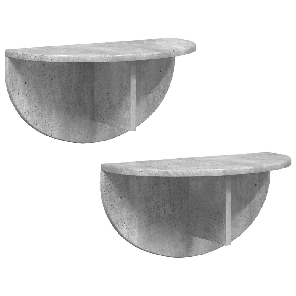 Sieninė lentyna 2 vnt. Betono pilka 48 x 24 x 24 cm