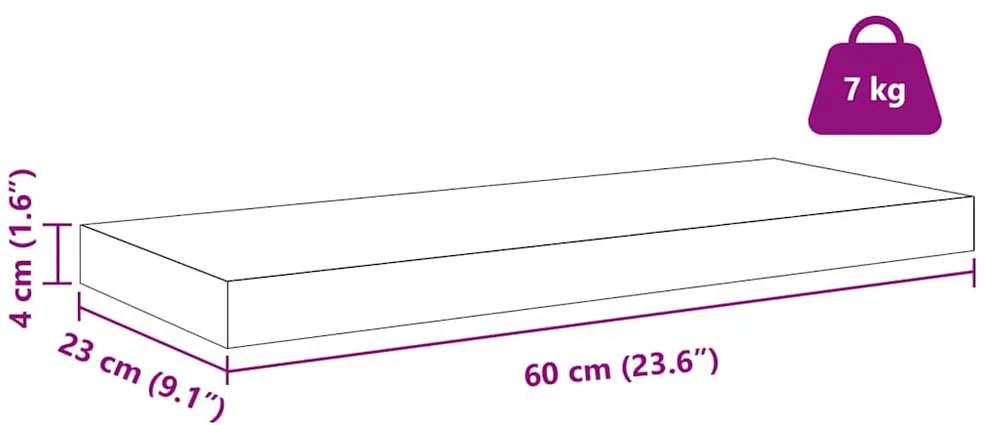 Sieninė lentyna 4 vnt. Raudona 60 x 23,5 x 3,8 cm