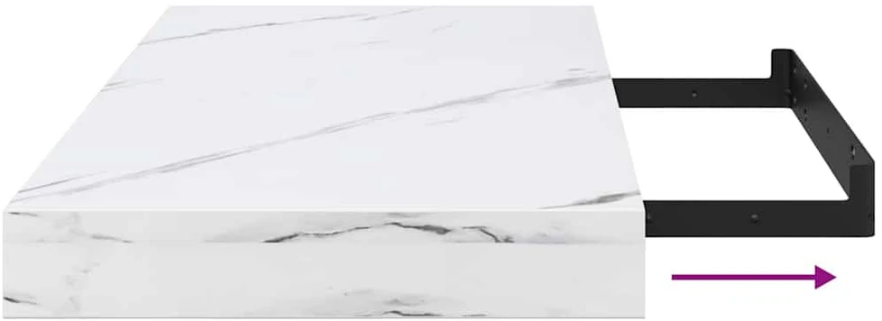 Sieninė lentyna 4 vnt. Balti marmuro 50 x 23,5 x 3,8 cm