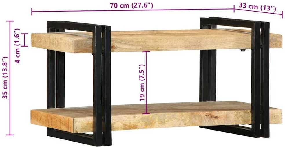 Sieninė lentyna 70x33x35 cm Masyvus neapdorotas medis Mango