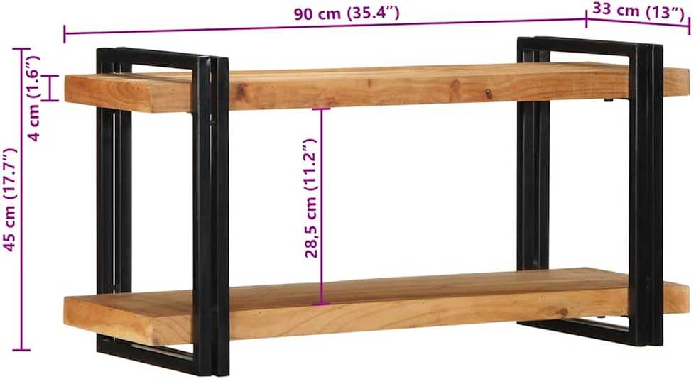 Sieninė lentyna, 90x33x45cm, akacijos medienos masyvas