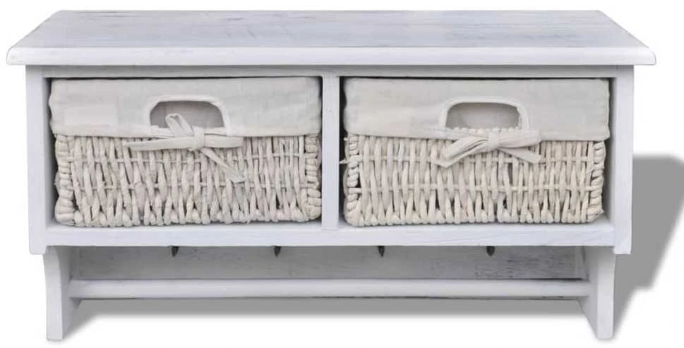 Sieninė lentyna, balta, 60x23,5x33cm, paulovnijos mediena