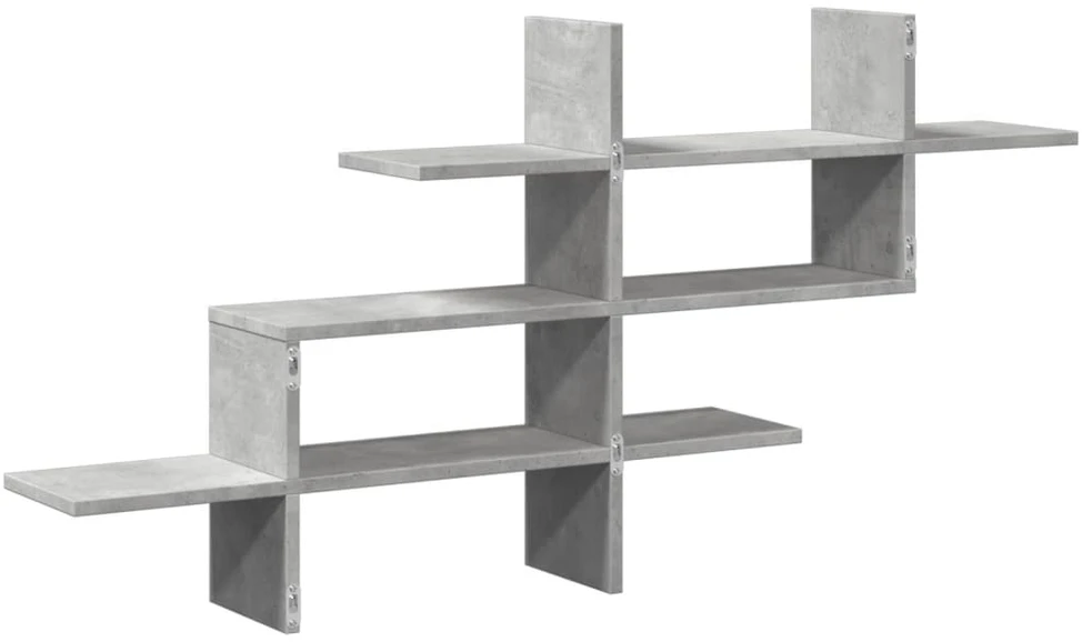 Sieninė lentyna, betono, 124,5x18x60,5cm, apdirbta mediena