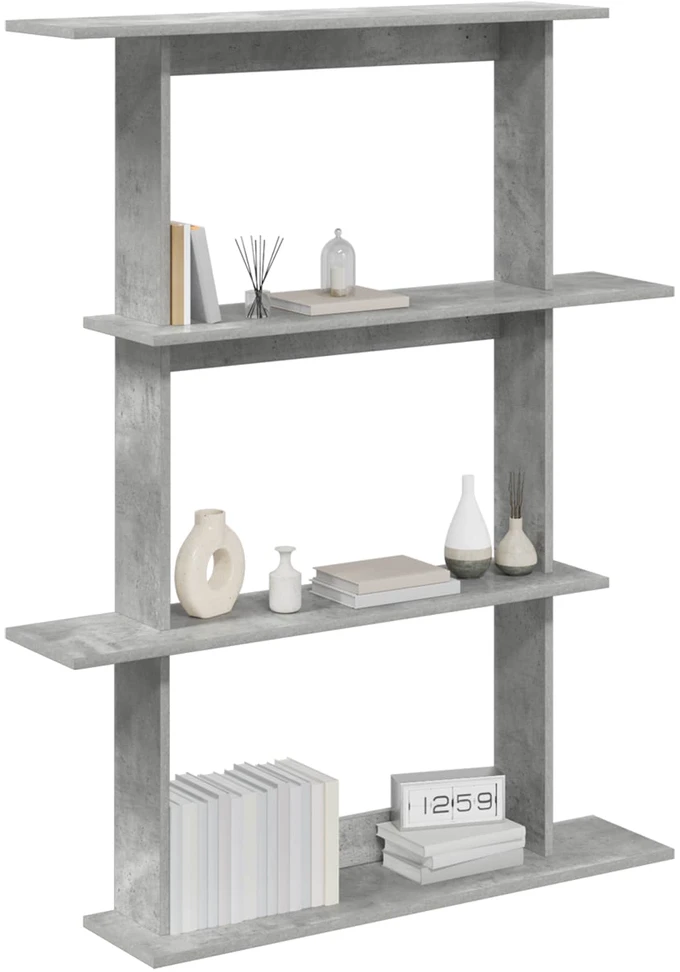 Sieninė lentyna Betono pilka 100 x 20 x 126 cm Apdirbta mediena