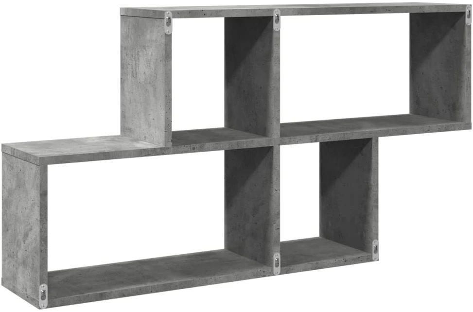 Sieninė lentyna, betono pilka, 100x20x53cm, apdirbta mediena