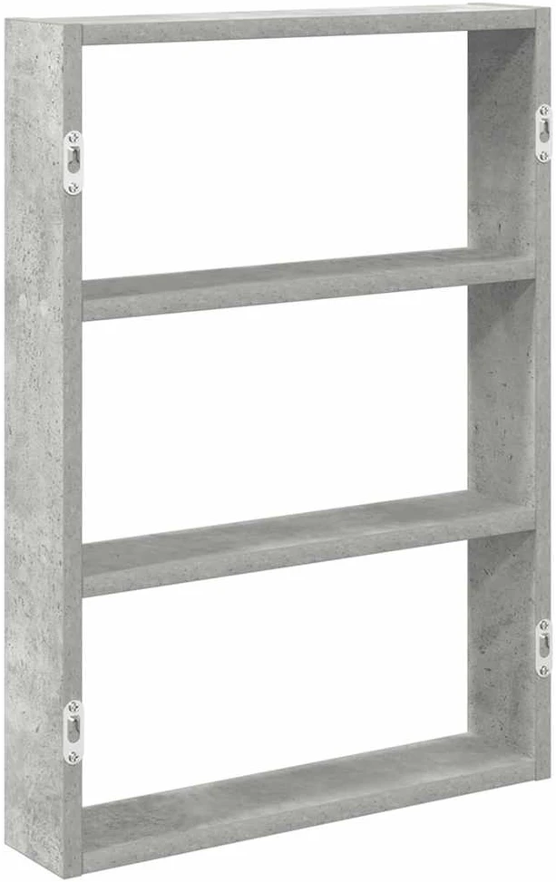 Sieninė lentyna, betono pilka, 43x9x60cm, apdirbta mediena